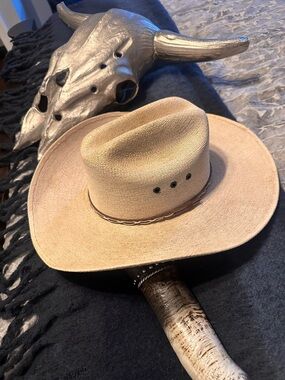 Men's Straw Ranch Hat in Tan with Braided Band